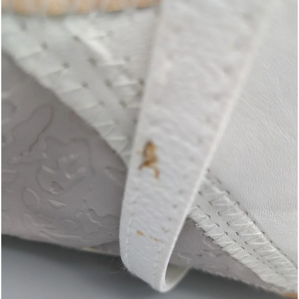 Vtg 80s White Pastel Patchwork Purse Leather Crochet‎ Shoulder Handbag Crossbody